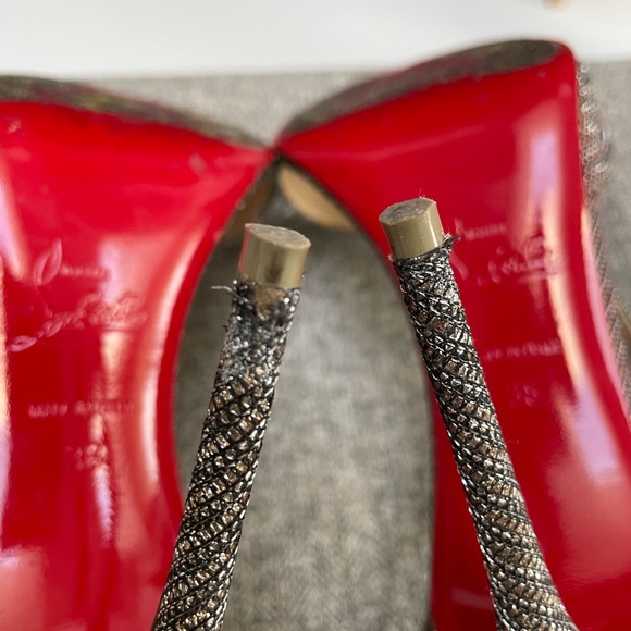 Christian Louboutin Fliketta 100, Silver Chain, EU38 (fits a US8) - Picture 7 of 11